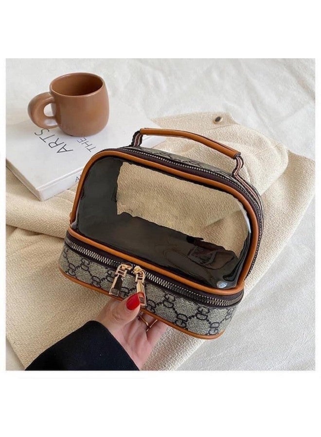 SHEING Travel Makeup Bag,Large Capacity Cosmetic Bags for Women,Waterproof Portable Pouch Open Flat Toiletry Bag Make up Organizer with Divider and Handle (White) - Image 5