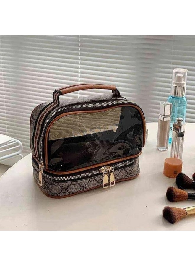 SHEING Travel Makeup Bag,Large Capacity Cosmetic Bags for Women,Waterproof Portable Pouch Open Flat Toiletry Bag Make up Organizer with Divider and Handle (White) - Image 3