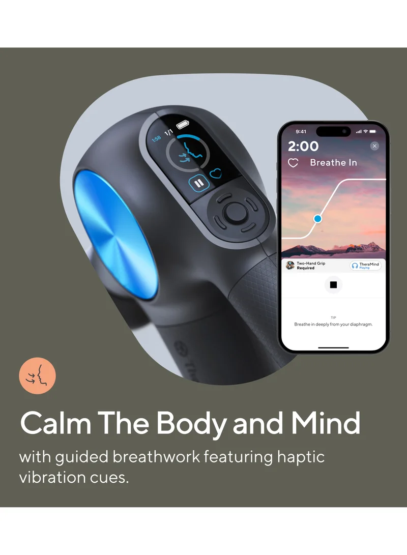 Therabody TheraGun Pro Plus 6-in-1 Deep Tissue Percussion Massage Gun - Handheld Personal Massager for Full Body Pain Relief & Muscle Tension with Biometric Breathwork, Vibration & Heated Attachments