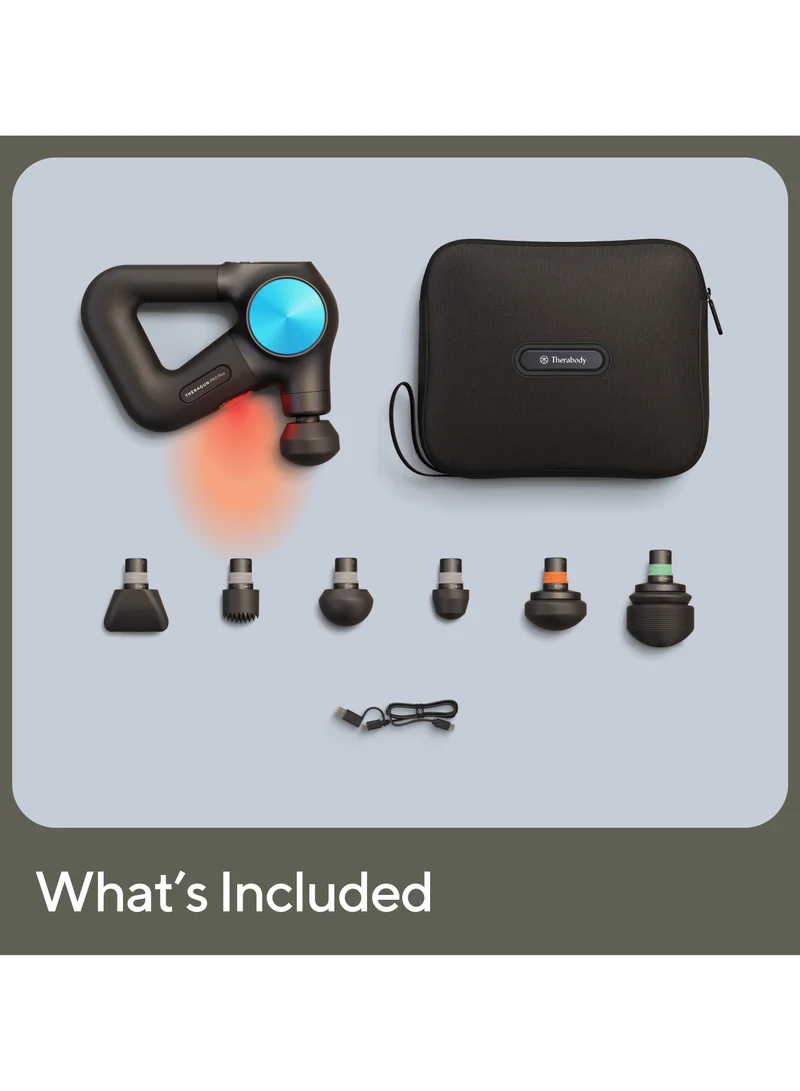 Therabody TheraGun Pro Plus 6-in-1 Deep Tissue Percussion Massage Gun - Handheld Personal Massager for Full Body Pain Relief & Muscle Tension with Biometric Breathwork, Vibration & Heated Attachments