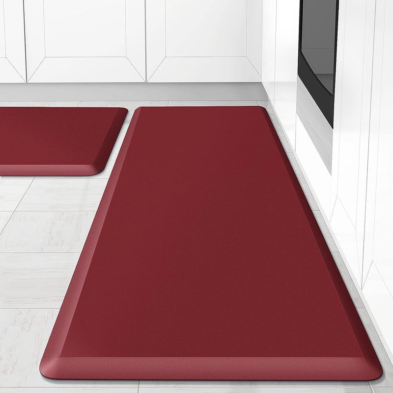 HappyTrends Kitchen Mat [2PCS] Cushioned Comfort Anti-Fatigue Floor Mat, Waterproof Non-Slip Kitchen Rugs, Thick Perfect Ergonomic Foam Standing mat for Kitchen, Home, Office, Laundry,Red - Image 1