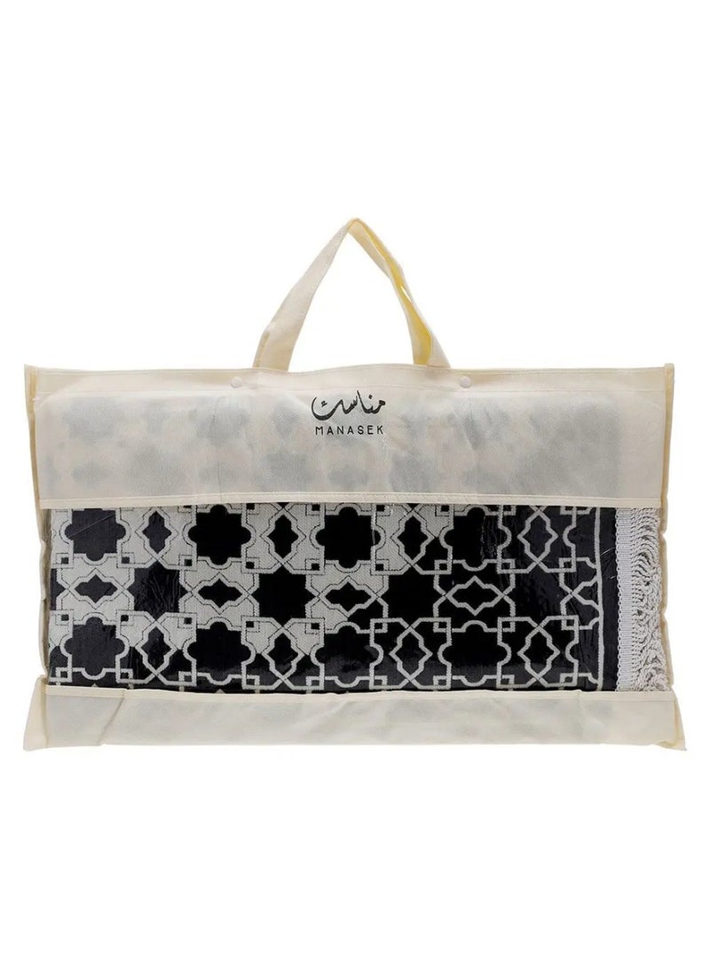 MANASEK Prayer Mat with a bag from the local brand Manasek | Original Saudi products | Made of polyester, cotton and soft double chenille fabric, comfortable and practical - 70 x 120 cm - Image 3