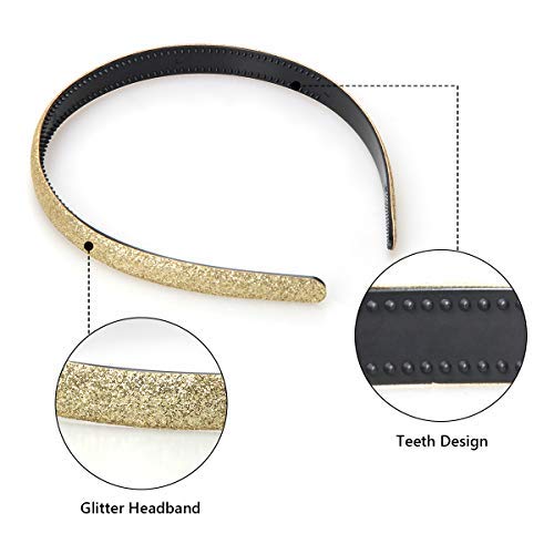 Adecco LLC Adecco Glitter Headbands for Girls - Sparkly Colorful Plastic Headbands (10 Pcs) - Image 3