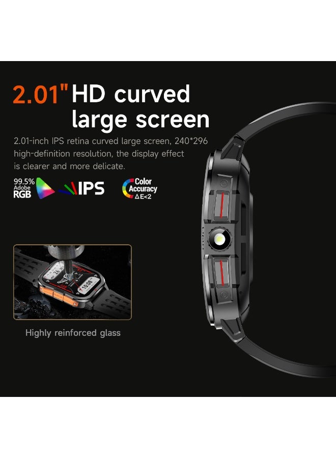 RollsTimi  New Men's Bluetooth Smartwatch, Equipped 2.01-Inch TFT Full-Screen Touch, Supports Flashlight Lighting, Sports Sleep Monitor, Equipped Magnetic Charging, Both Vibration Reminder Remote Camera Functions,Smart Wearable Watch - Image 4