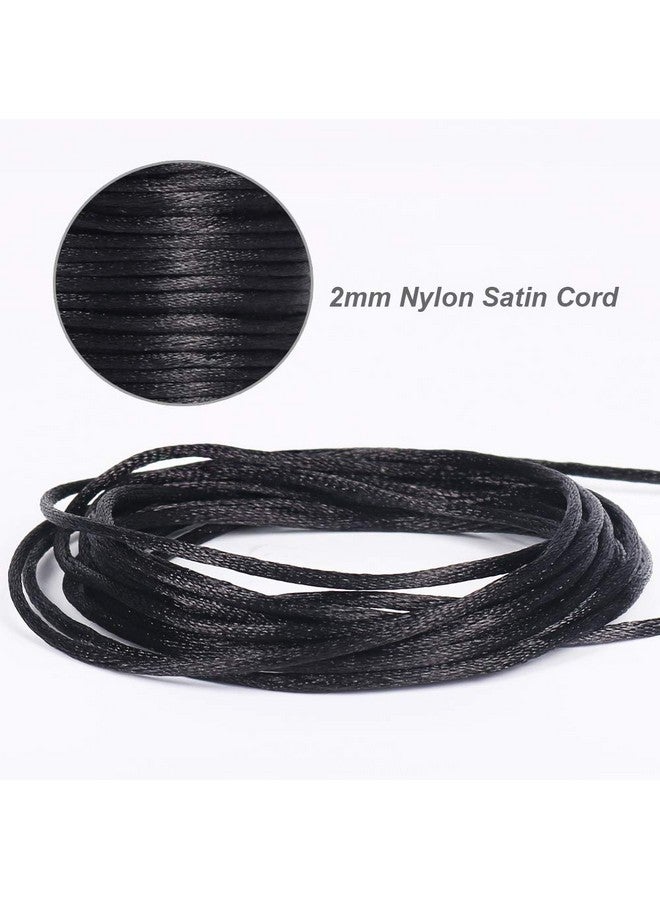 Tenn Well Nylon Satin Cord, 295 Feet 2mm Black Nylon String for Jewelry Making, Silky Rattail Cord for Bracelets, Necklaces, Macrame Keychains, Lanyards, Beading - Image 2