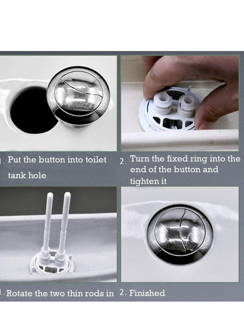 Excefore - Dual Push Toilet Flush Button, Plastic Adjustable Top Water Tank Buttons Rods Button with 38mm Hole in the Cistern Lid, Thread for Replacement Accessories - Image 1