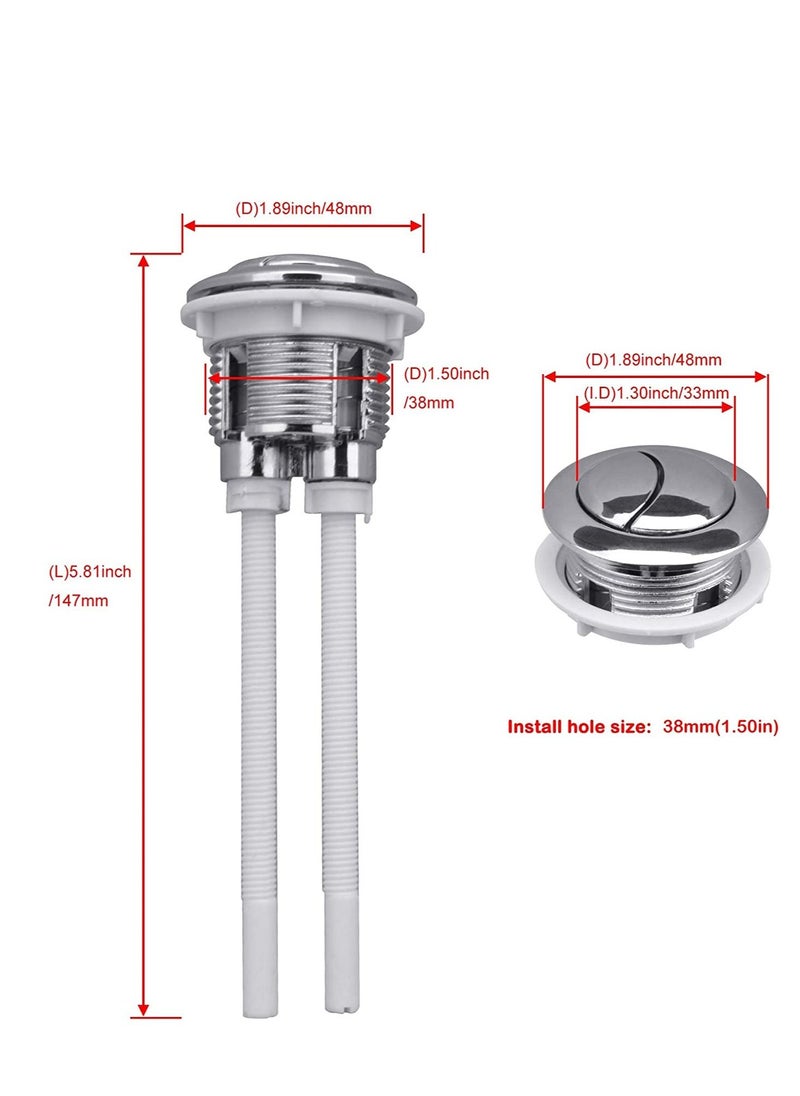 Excefore - Dual Push Toilet Flush Button, Plastic Adjustable Top Water Tank Buttons Rods Button with 38mm Hole in the Cistern Lid, Thread for Replacement Accessories - Image 1