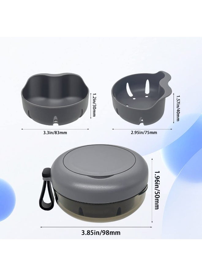 Chabeia Denture Case, Portable Denture Bath Case, No-Leak Denture Bath Box with Strainer & Mirror (Grey) - Image 3