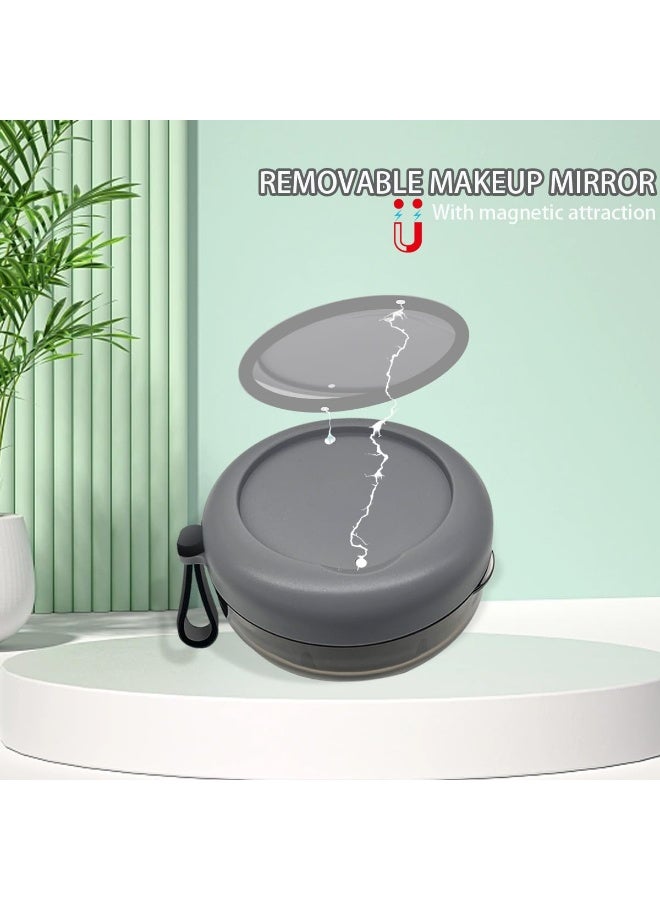 Chabeia Denture Case, Portable Denture Bath Case, No-Leak Denture Bath Box with Strainer & Mirror (Grey) - Image 4