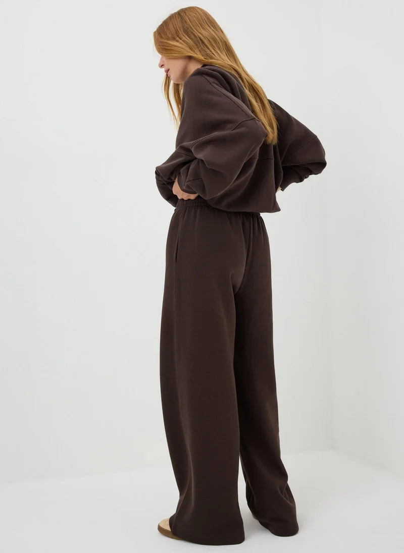 Chocolate Brown Wide Leg Jogging Bottoms