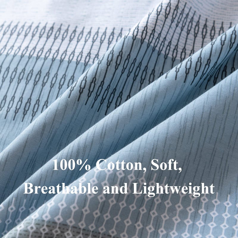 EAVD Cotton Duvet Cover Set Queen White Gray Blue Striped Duvet Cover Modern Geometric Striped Bedding Set for Boys Girls Women Men Blue Striped Queen Duvet Cover with Zipper Closure - Image 4