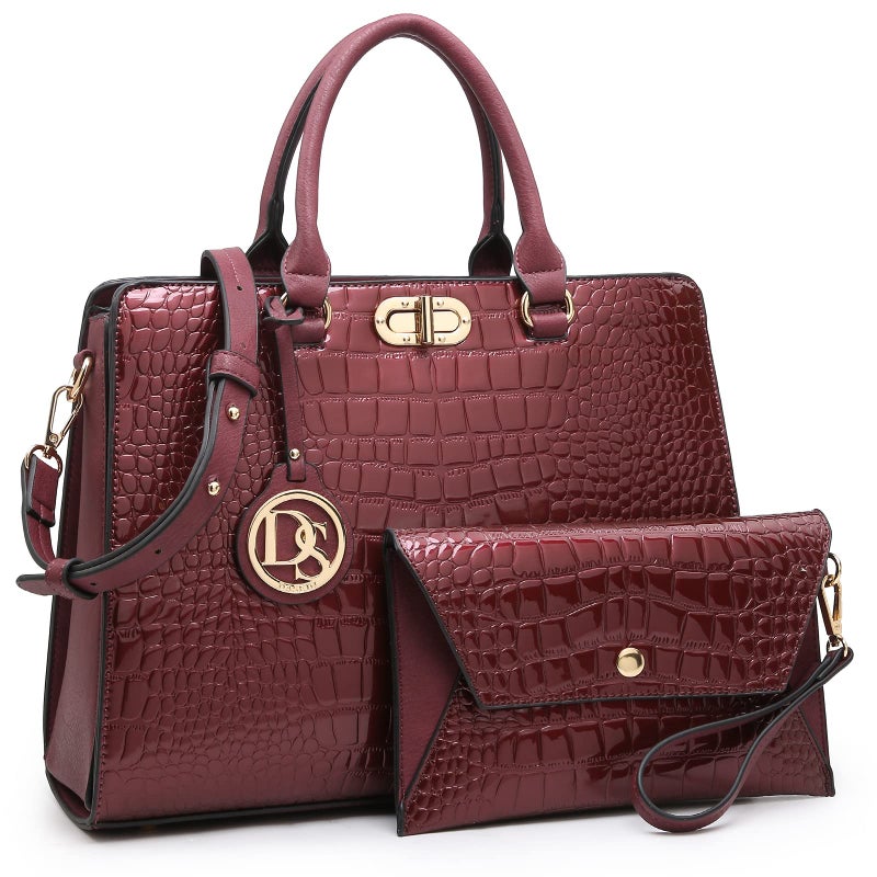 Dasein Women Handbags Purses Ladies Work Purse Satchel Tote Top Handle Shoulder Bags with Matching Clutch