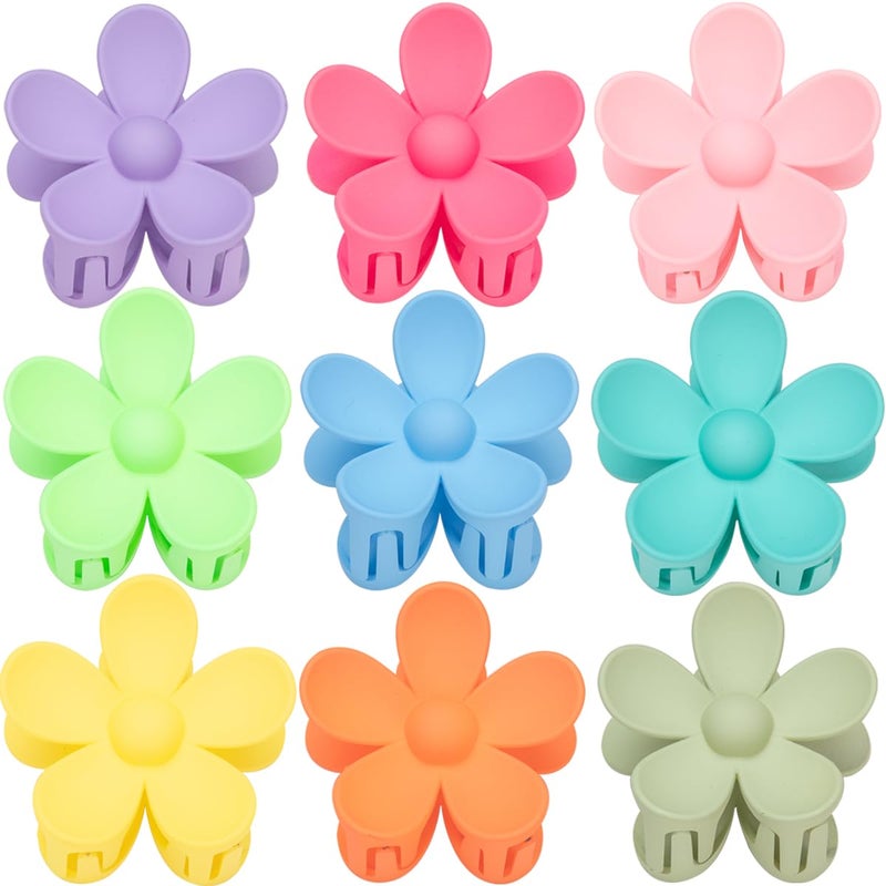 Flower Hair Clips for Women  9 PCS Matte Claw Clips With Strong Hold for Thick and Thin Hair  Non Slip 9 Styles