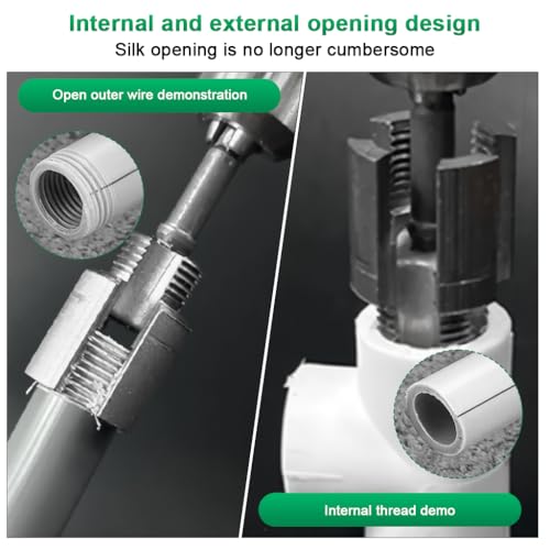Serplex® 2Pcs Internal & External Pipe Threading Tool Pipe Threading Die Head for Electric Drill, with 1/2 inch NPT & 3/4 inch NPT Hex Shank Threader Head, Aluminum Alloy Plumbing Pipe Threading Tool - Image 4