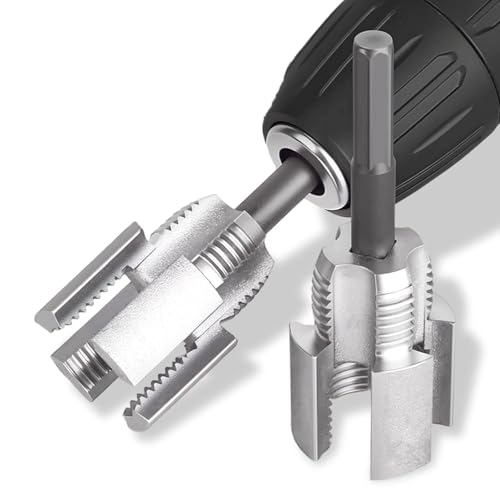 Serplex® 2Pcs Internal & External Pipe Threading Tool Pipe Threading Die Head for Electric Drill, with 1/2 inch NPT & 3/4 inch NPT Hex Shank Threader Head, Aluminum Alloy Plumbing Pipe Threading Tool - Image 1