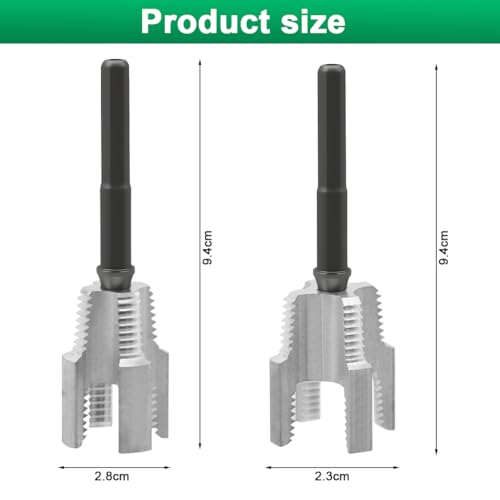 Serplex® 2Pcs Internal & External Pipe Threading Tool Pipe Threading Die Head for Electric Drill, with 1/2 inch NPT & 3/4 inch NPT Hex Shank Threader Head, Aluminum Alloy Plumbing Pipe Threading Tool - Image 2