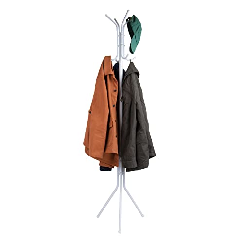 Mind Reader Freestanding Coat Rack, Multi-Hook Organizer for Office or Entryway, Metal, White - Image 1