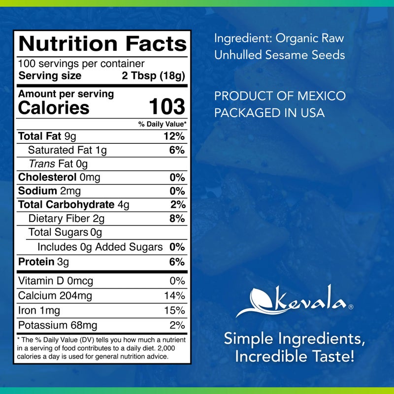 Kevala Raw Sesame Seeds Unhulled: Seeds for Cooking and Baking, Nutritious Snack for Clean Food Lovers, Topping for Pretzels and Bagels, Restaurant Staple, Conveniently Packed in a Bucket, 4 lb - Image 3