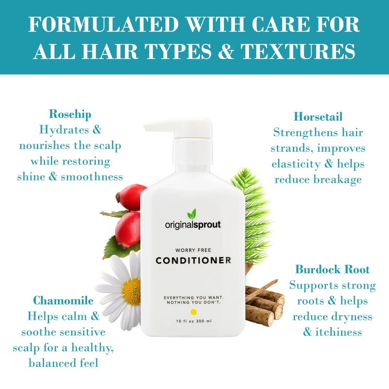 Original Sprout Worry Free Conditioner, Gentle Nourishing Hair Conditioner for All Hair Types, Softens, Detangles & Adds Shine, Vegan & Cruelty-Free, Safe for Kids, Teens and Adults, 10 fl oz - Image 4