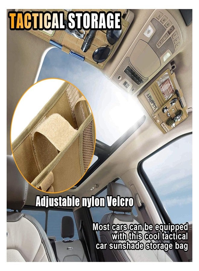 smilfuy Tactical Molle Car Sun Visor Organizer, Large Molle Visor Panel Storage Pouch Holder, Tactical Gear Truck Storage Shelf, 600D Car Sunshade Storage Bag for Large Vehicle (Khaki) - Image 5