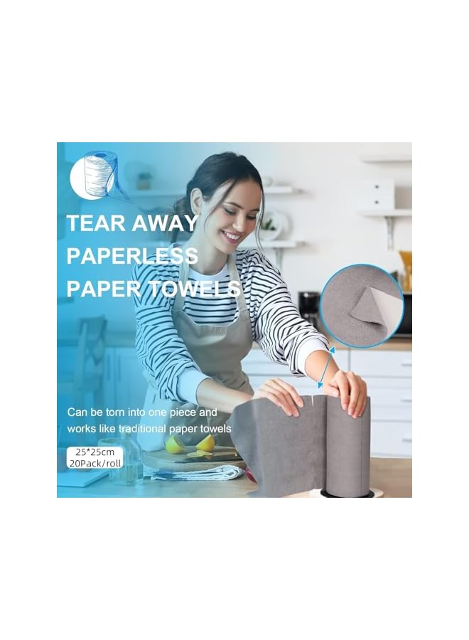 PROMASS 2 Pack Tearable Disposable Dish Cloths, Reusable Wet Dry Cleaning Cloth, Non-Stick Household Kitchen Window Wiping Rags, Microfiber Cleaning Cloth, Paper Towels - Image 2