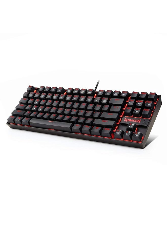 REDRAGON - K552 Mechanical Gaming Keyboard 60% Compact 87 Key Kumara Wired Cherry Mx Blue Switches Equivalent For Windows Pc Gamers Red Backlit Black - Image 1