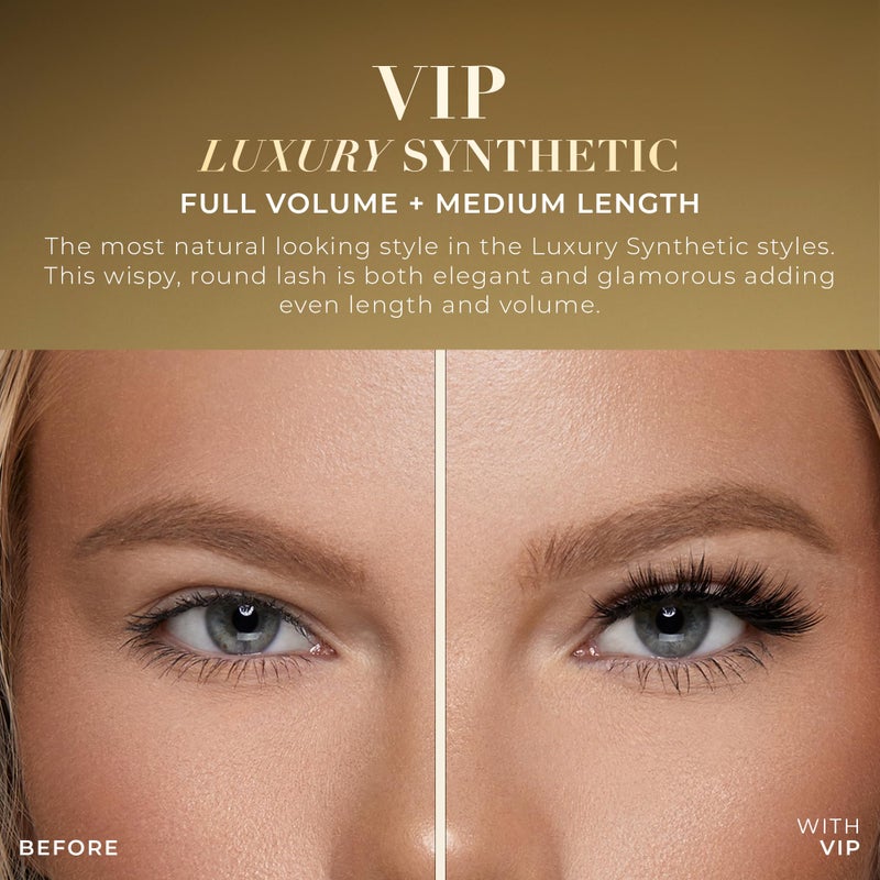 Lilly Lashes Luxury Synthetic False Eyelashes, Full Length Lash Extension 13mm, Natural Look - Natural Volume & Round Shape, Reusable Fake Lashes 15x, Lash Glue not Included (VIP) - Image 2
