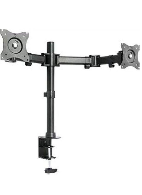 Fully Adjustable Dual Monitor Desk Mount Stand for 2 LCD Screens – Height Adjustable, Swivel, Tilt, Cable Management, Heavy-Duty Base for Home & Office – Ergonomic Monitor Mount for Optimal Viewing & Workspace Organization