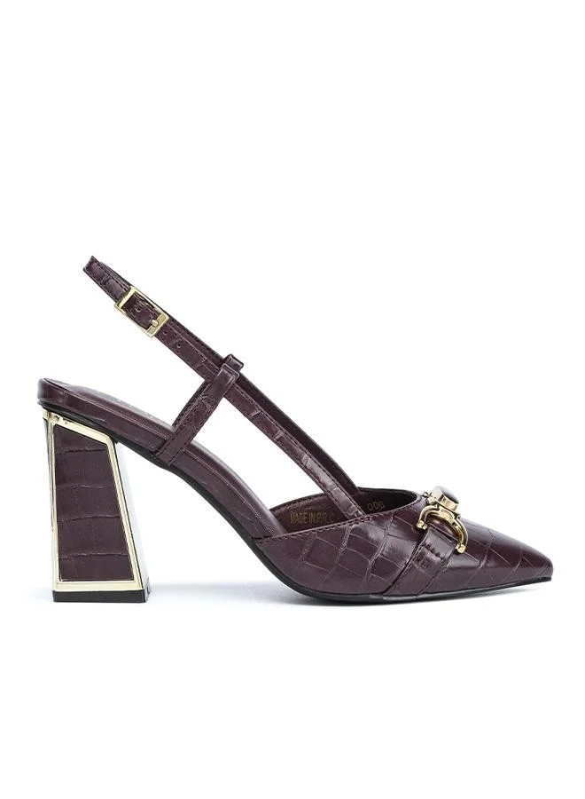 Croc-Embossed Architectural Slingback MC 006
