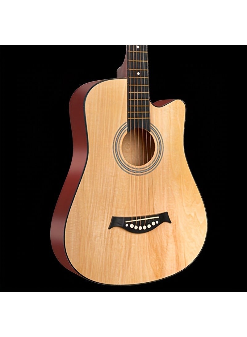 إيه جي دي جيتار صوتي للمبتدئين مع ملحقات مدمجة مزود بحقيبة جيتار وموالف وأوتار نحاسية وخيوط كابو وقطعة قماش للتنظيف/ خشبي - Image 5