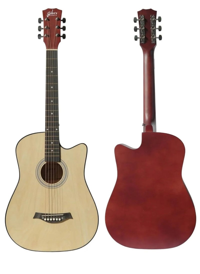 إيه جي دي جيتار صوتي للمبتدئين مع ملحقات مدمجة مزود بحقيبة جيتار وموالف وأوتار نحاسية وخيوط كابو وقطعة قماش للتنظيف/ خشبي - Image 2