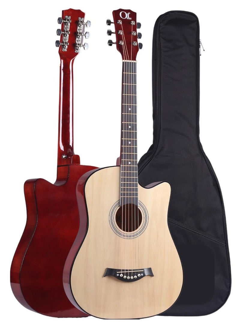 إيه جي دي جيتار صوتي للمبتدئين مع ملحقات مدمجة مزود بحقيبة جيتار وموالف وأوتار نحاسية وخيوط كابو وقطعة قماش للتنظيف/ خشبي - Image 3