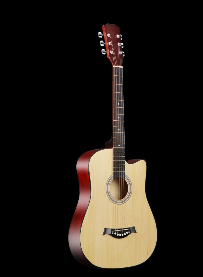 إيه جي دي جيتار صوتي للمبتدئين مع ملحقات مدمجة مزود بحقيبة جيتار وموالف وأوتار نحاسية وخيوط كابو وقطعة قماش للتنظيف/ خشبي - Image 4