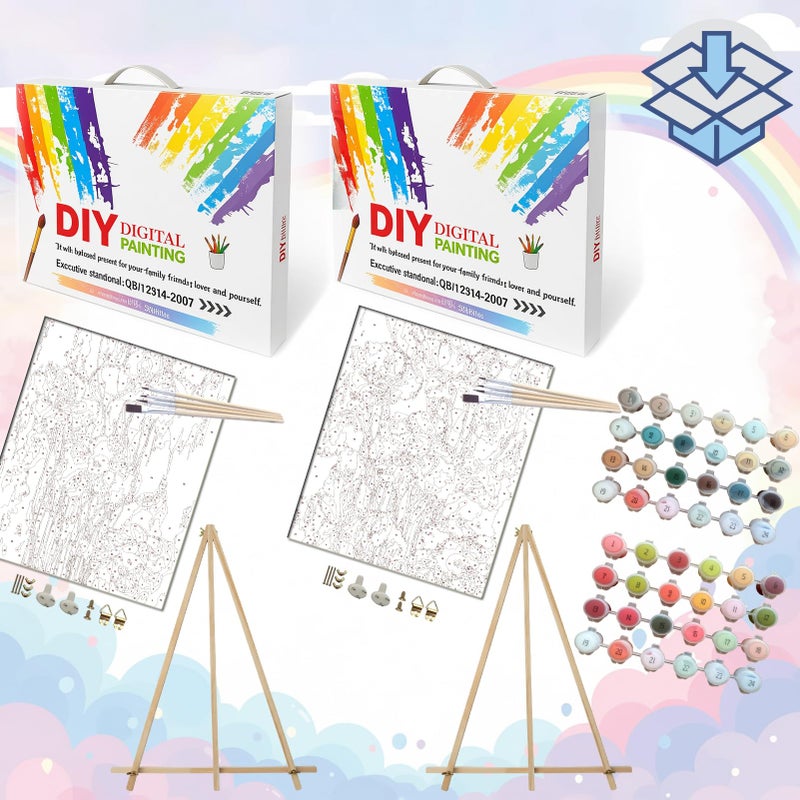 BAISITE Paint by Numbers Kit for Adults Beginners,16" Wx20 L 2 Pack Canvas for Painting Kits for Adults in Colorful Box 6566 Already Framed - Image 3