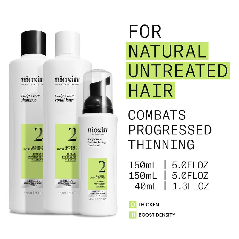 Nioxin Scalp + Hair Thickening System 2 | For Natural Hair with Progressed Thinning | Boost Hair Density with Niacinamide & Biotin | Trial Size | 1 Month Supply - Image 3