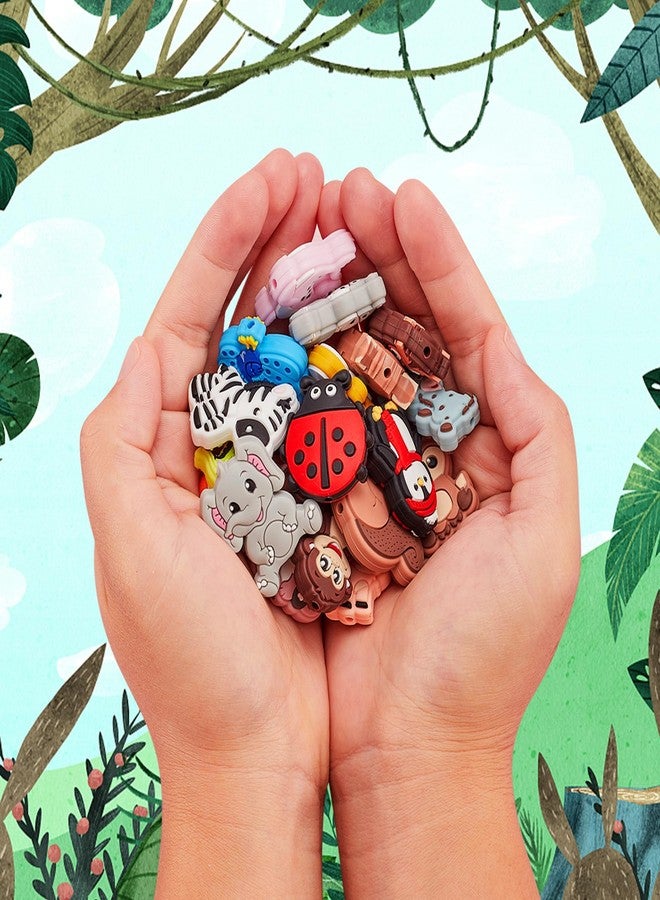 Ebristar Silicone Focal Beads, 20 Pcs Cute Animals Focal Beads for Pens Characters, Silicone Charm Beads Accessory Kit for Beaded Pens, Keychain Making & DIY Handmade Crafts - Image 3