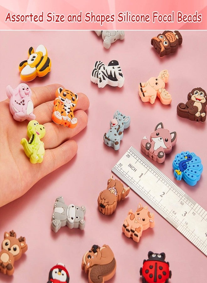 Ebristar Silicone Focal Beads, 20 Pcs Cute Animals Focal Beads for Pens Characters, Silicone Charm Beads Accessory Kit for Beaded Pens, Keychain Making & DIY Handmade Crafts - Image 2
