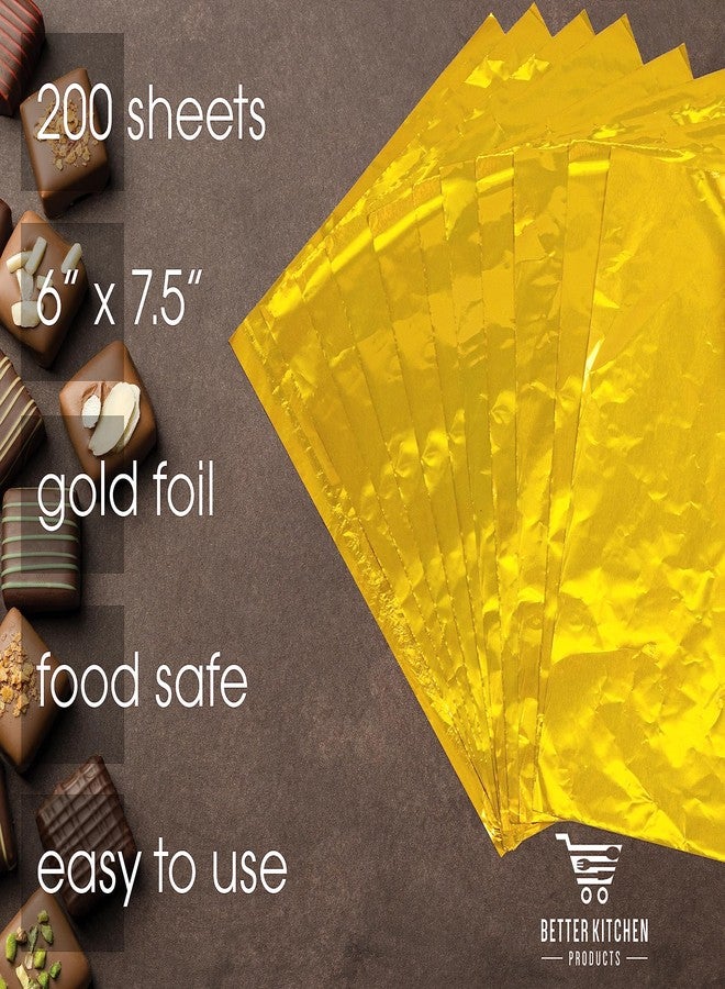 Better Kitchen Products أغلفة حلوى من رقائق الذهب من Better Kitchen Products، مقاس 6 بوصات × 7.5 بوصات، الجانب الخلفي فضي، تغليف فردي للشوكولاتة، أغلفة رقائق معدنية لألواح الشوكولاتة، والفدج، والبراونيز، وألواح الفاكهة، (200) - Image 3