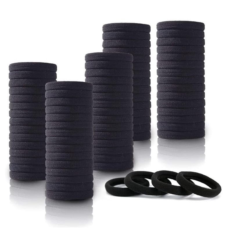 Elina Black Ponytail Holder Elastic Hair Ties Long Lasting Rubber,Scrunchie Bands, Buns Accessory for Women, Girls (Pack of 15 Pieces)(Black) - Image 1