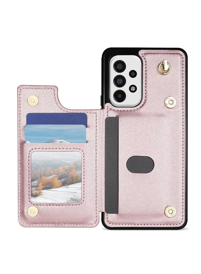 اس-توب جراب لهاتف Samsung Galaxy A52 4G / 5G / A52s 5G جراب هاتف مزدوج الإبزيم بفتحات للبطاقات مع حبل - Image 4