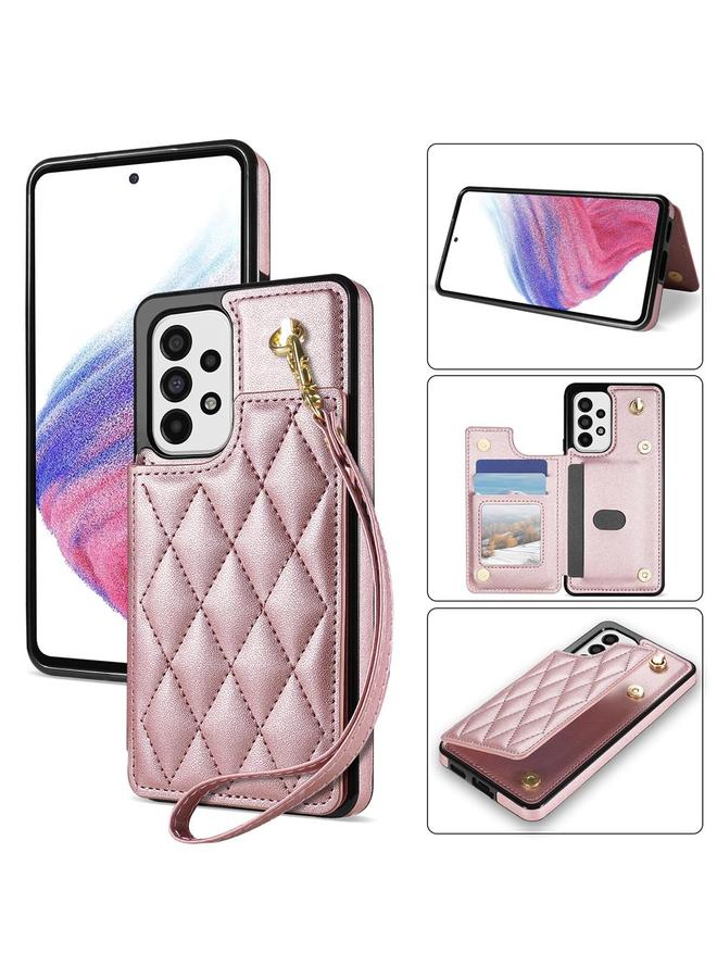 اس-توب جراب لهاتف Samsung Galaxy A52 4G / 5G / A52s 5G جراب هاتف مزدوج الإبزيم بفتحات للبطاقات مع حبل - Image 1