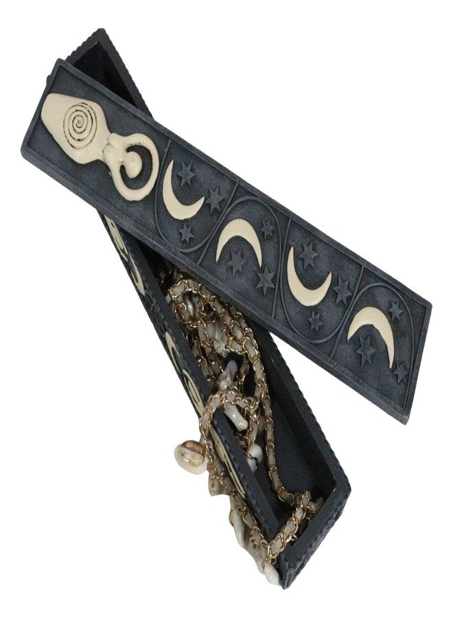 Ebros Gift Wicca Spiral Goddess Shaman Sacred Triple Moon Incense Stick Storage Box Figurine Crescent Moons Yoga Wiccan Decor - Image 2