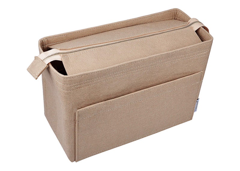 Vercord Felt Zipper Handbag Tote Purse Duffel Backpack Organizer Insert Beige Large