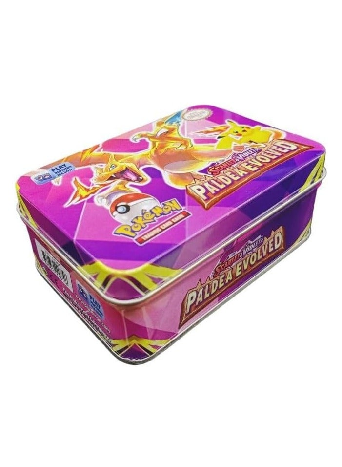 لعبة بطاقات تداول بوكيمون، صندوق معدني بجميع السلاسل النادرة، مجموعة من 40 بطاقة، 37 بطاقة عادية و3 بطاقات خاصة - Image 1