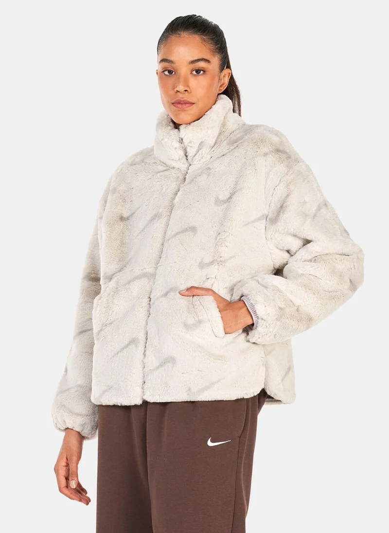 Nike Women's Sportswear Plush Printed Faux Fur Jacket