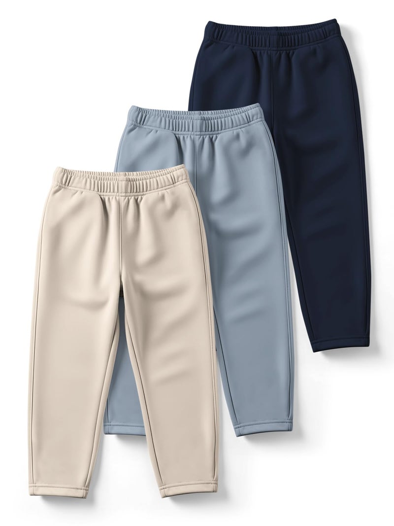 HELLCAT Trendy Solid Cotton Blend Regular Fit Track Pant for Boys - Pack of 3 Beige/Bluish Grey/Navy Blue 5-6 Years - Image 2