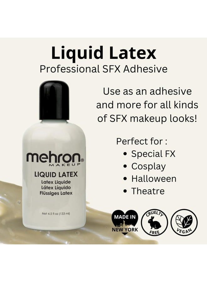 mehron لاتكس سائل للمكياج | مكياج مؤثرات خاصة | هالوين | غراء لاتكس للبشرة | غراء بروستhetics 4.5 أونصة سائلة (133 مل) (لحم الزومبي) - Image 2