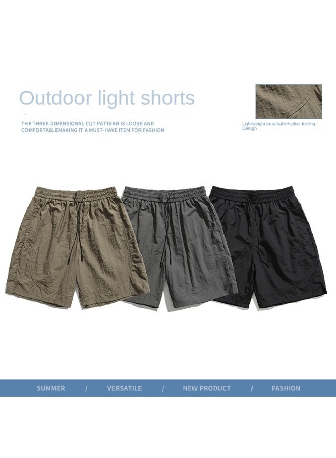 Izexx Summer Retro Waterproof Solid Color Sports Ice Silk Shorts Men's Trendy Brand Loose Wide Leg Casual Pants - Image 5