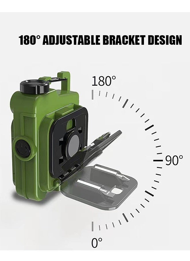 Generic - COB Keychain Work Light Keychain, Portable 6 Light Modes Flashlights, Light Emergency Light with Folding Bracket Bottle Opener and Magnet Base (Green) - Image 1
