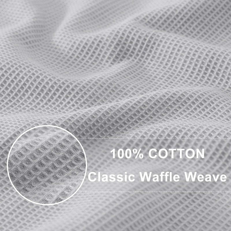 Homaxy 100% Cotton Kitchen Towels - Waffle Weave Soft and Absorbent Dish Towels - 8 Pack Quick Dry Kitchen Hand Towels - 16 x 26 Inches Dish Towels for Kitchen Drying - Light Grey - Image 2
